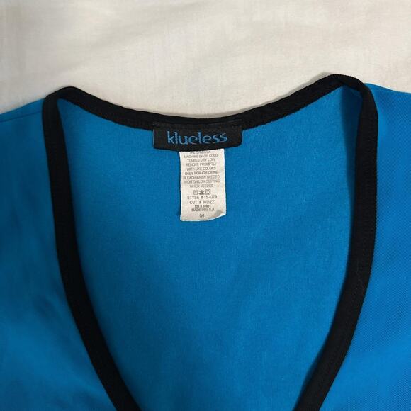 y2k blue wrap v neck contrast trim sleeveless top - Picture 5 of 6